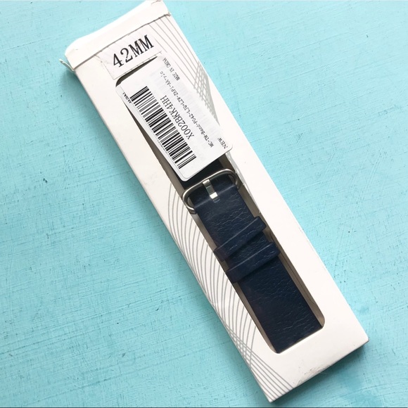 NEW Navy BLUE Leather Band Apple Watch 42/44/45mm M - Picture 8 of 9